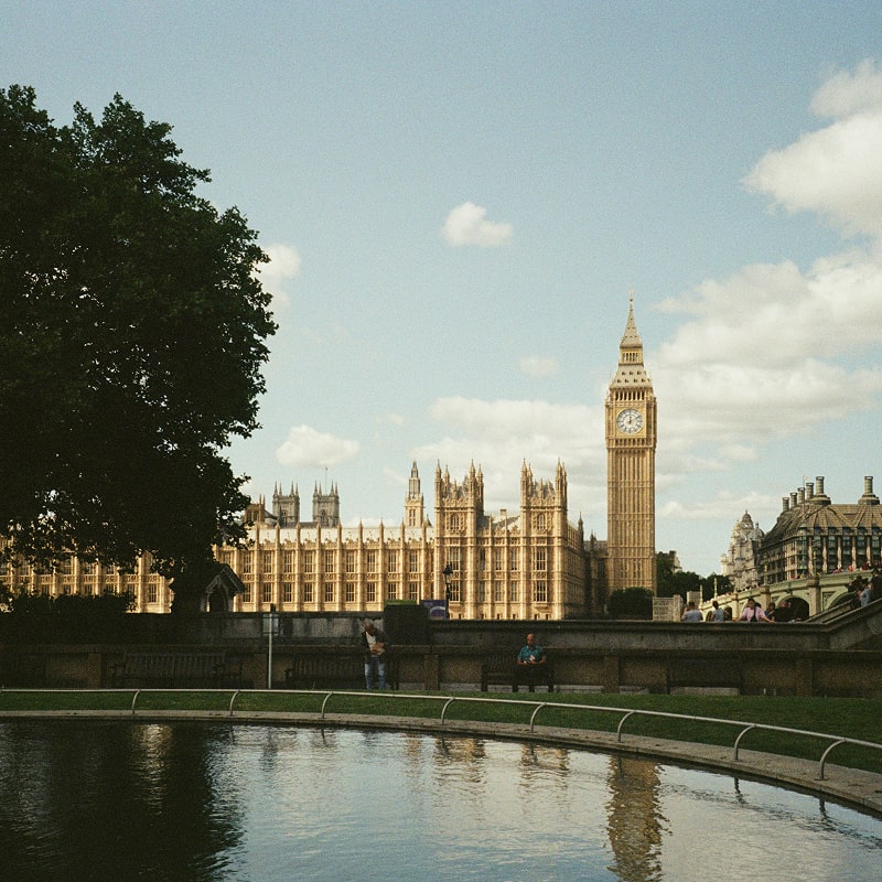 Big Ben and house of parliament from the other side of the bridge